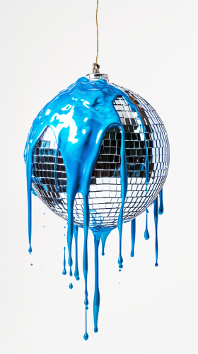 Disco ball with blue chrome slime Disco ball with blue chrome slime