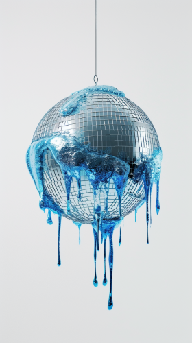 Disco ball hanging shiny blue chrome Disco ball hanging shiny blue chrome