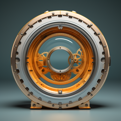 Sleek circular disk gear window with small inner gears