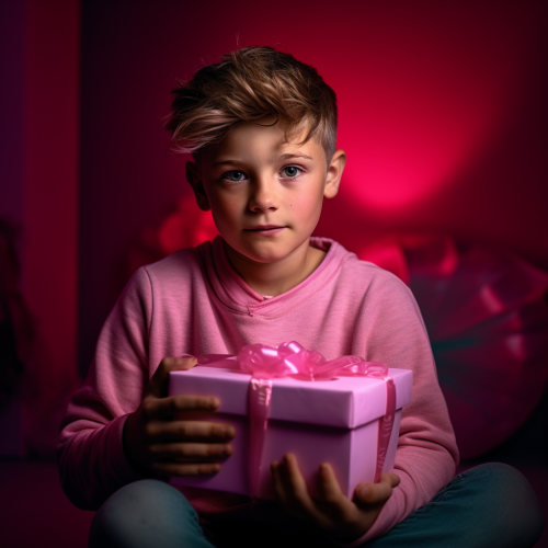 Emotional boy receiving an unwanted Christmas gift