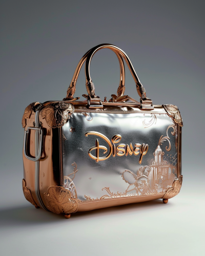 Disney brand luxury bag on gray background