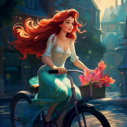 Disney Princesses Riding Bikes Together