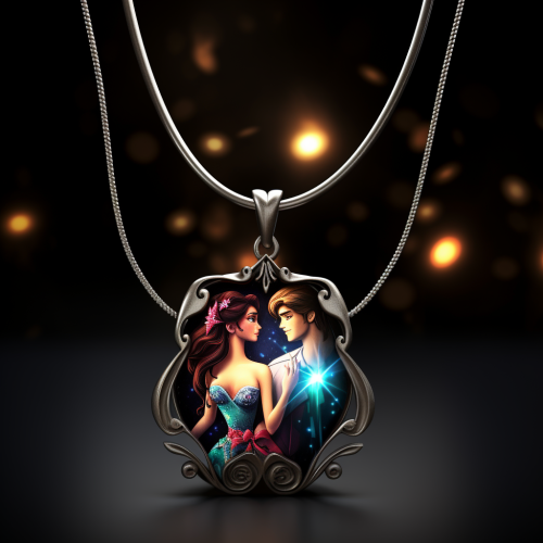 Disney Couples Necklace on Black Background