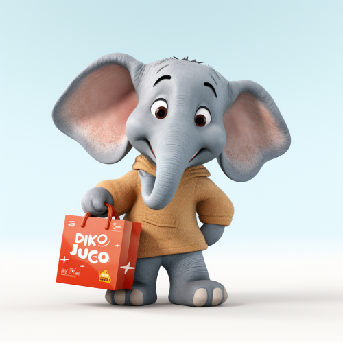 Elephant with Uniqlo Shopping Bag