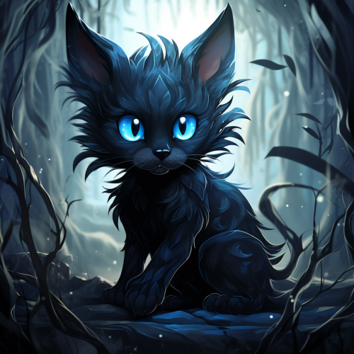 Cute kitten with blue eyes and four tails