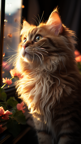 Hyper realistic distant cat in cinematic ambiance Hyper realistic distant cat in cinematic ambiance