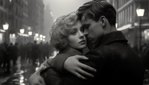 Distressed blonde woman being carried to hospital