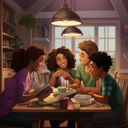 Group of college students having fun conversation