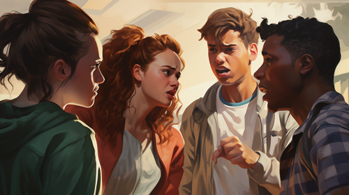 Diverse friends having a heated argument