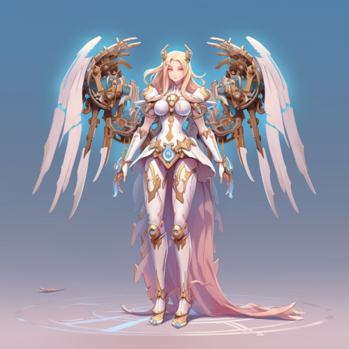 Divine Girl Mechangel with Mecha Wings