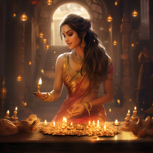 Beautiful Diwali greetings with lights