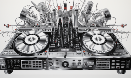 Colorful blasting drawing of DJ mixer