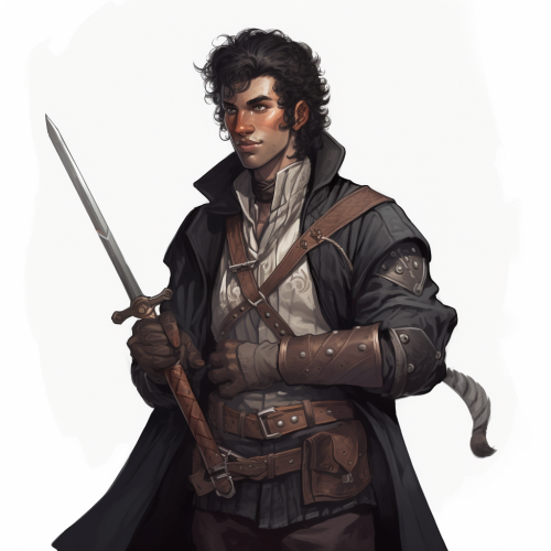 Obsidian Teifling DND Character with Leather Jacket