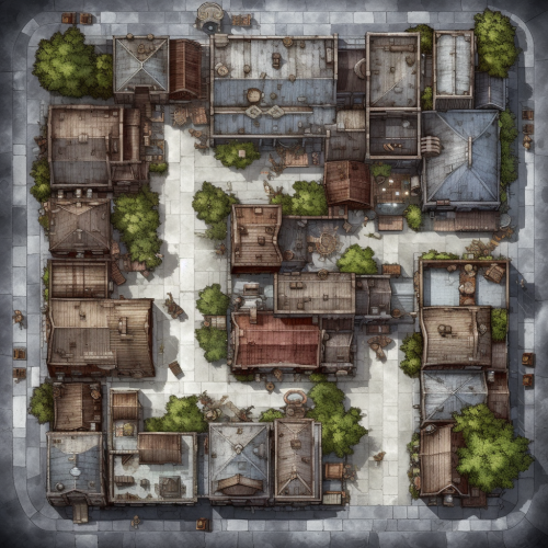 Medieval London Battlemap with Gray Streets