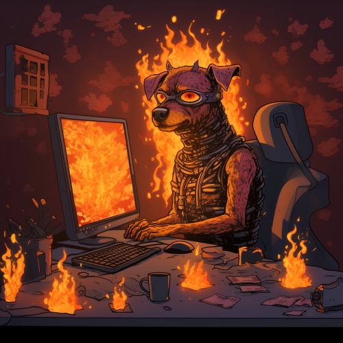 Cartoon dog programmer burn deadlines