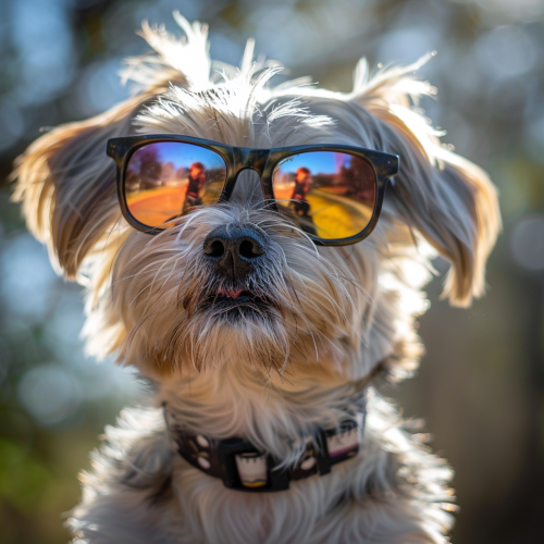 trendy dog with sunglasses