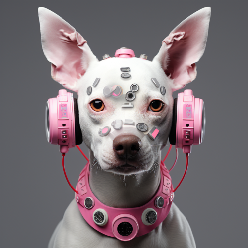 Dog avatar with customizable ear buttons