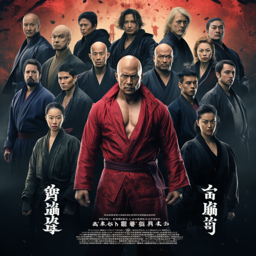 Middle-aged couple in dojo face-off