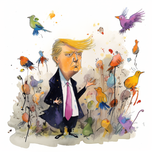 Quentin Blake-style Donald Trump Illustration