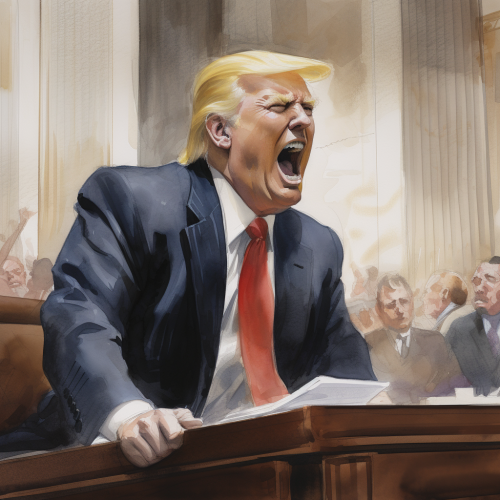 Donald Trump screaming on witness stand