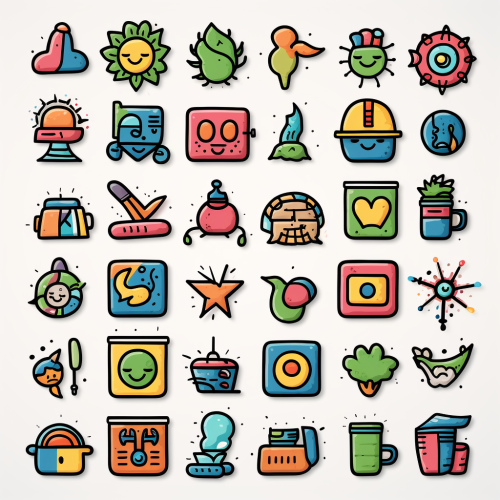 Set of Colorful Doodle Icons