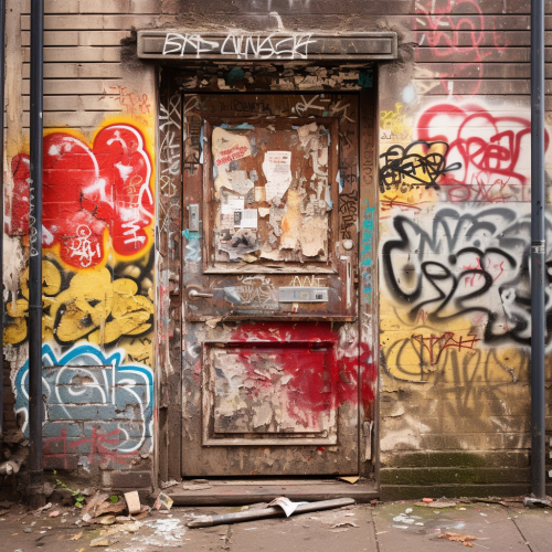 Door with graffiti tags removed