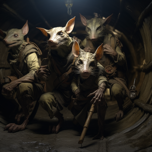 Detailed image of draconic kobolds in sewers Detailed image of draconic kobolds in sewers
