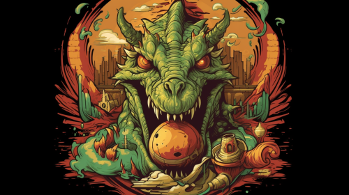 Majestic dragon and mischievous goblin in conversation Majestic dragon and mischievous goblin in conversation