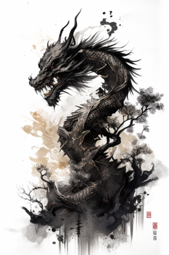 Dragon in Korean Ink Painting