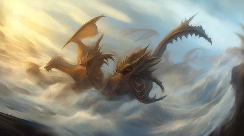 Beautiful dragons swimming in the deep