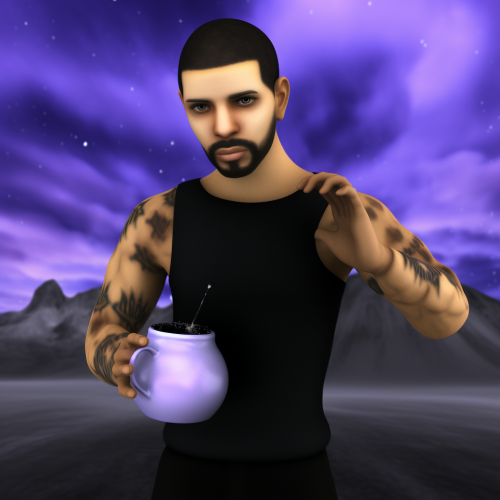Drake with Lean Cup in Retro Style