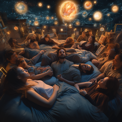 Group of people in nighttime dream circle