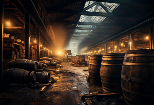 Whisky barrels in a dreamy atmosphere