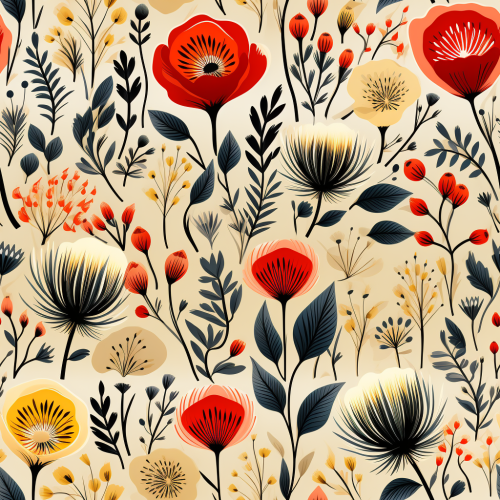 Stunning dried flowers block print artwork