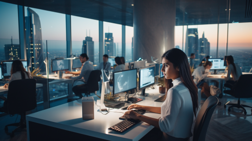 Dubai government employees working in office Dubai government employees working in office