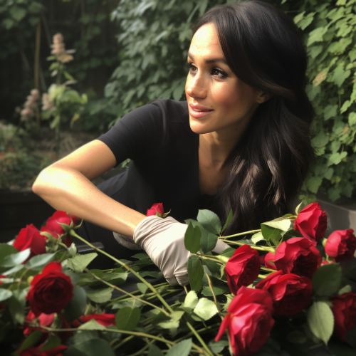 Duchess Meghan Markle with beautiful garden roses