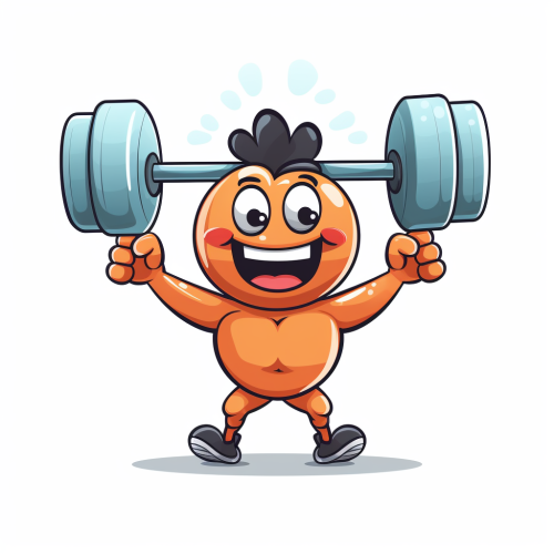 Simple Cartoon of Dumbbell on White