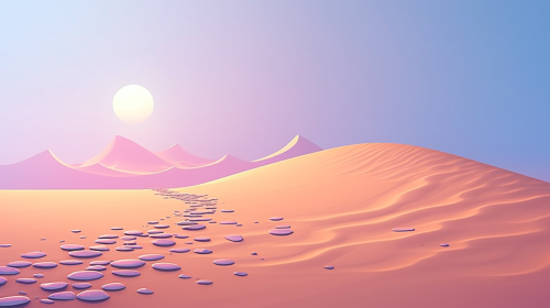 Image of tokens launching from dunes with gradients and drop shadow