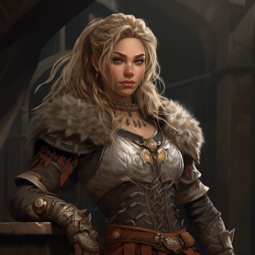 Dwarf female with blonde hair and crown