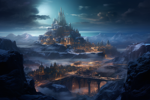 Dwarven City Landscape at Night