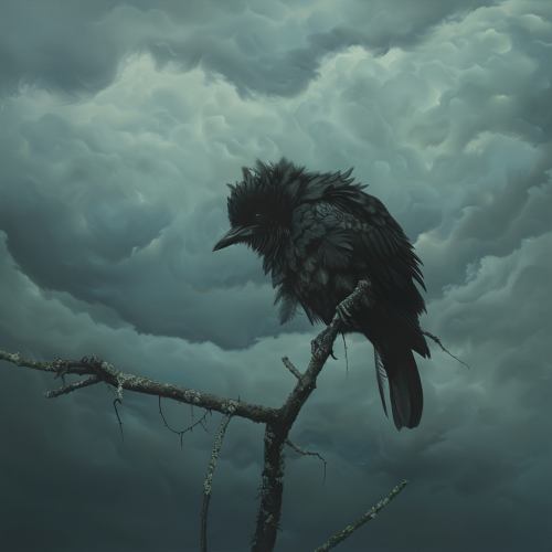 Sad dying bird on branch