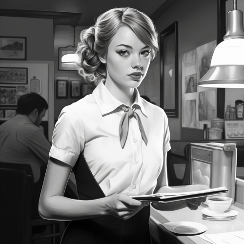 Teen Emma Stone in Dynamic Action Waitress Scene