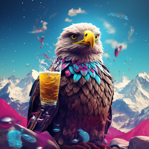 Eagle soaring in vibrant galaxycore Alps scenery