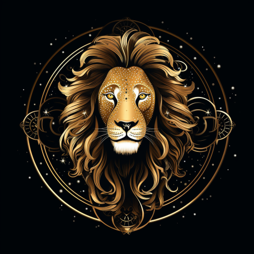 Golden Lion on Black Background