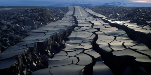Cracking road during an earthquake