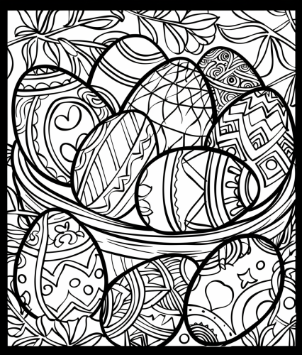 Intricately Designed Easter Eggs Coloring Page Intricately Designed Easter Eggs Coloring Page
