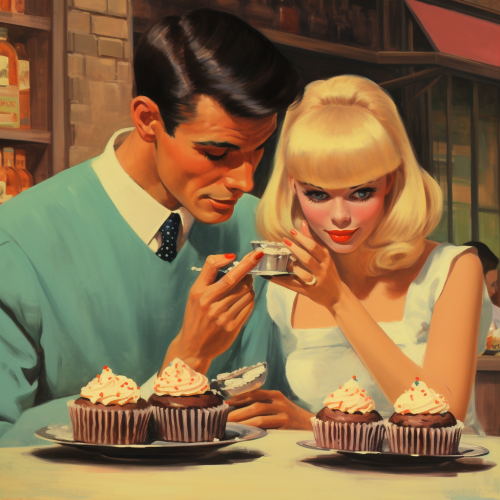 Retro cupcake illustration from the 1960s