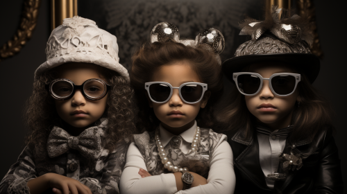 Children in festive dress-up outfits