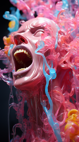 Beautiful anatomy portrait of floating gum woman
