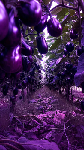 Colorful Eggplant Farm Scene